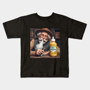 Old Guy Vaping with mustard flavor Kids T-Shirt
